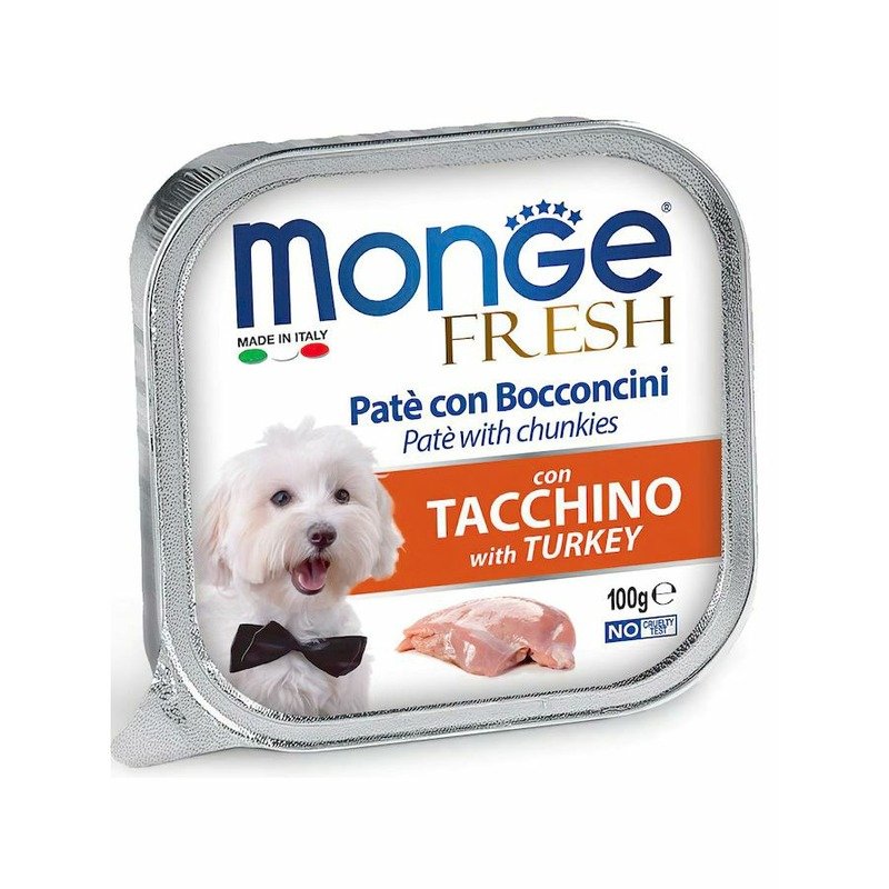 Monge Dog Fresh полнорационный влажный корм для собак, с индейкой, кусочки в паштете, в ламистерах – 100 г