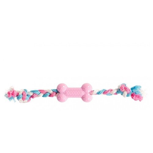 Игрушка для собак резиновая DUVO+ 'Кость с веревками', розовая, 9х4см (Бельгия)