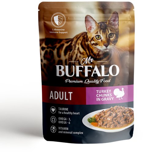 Влажный корм для кошек Mr.Buffalo ADULT SENSITIVE пауч индейка в соусе, 85 г