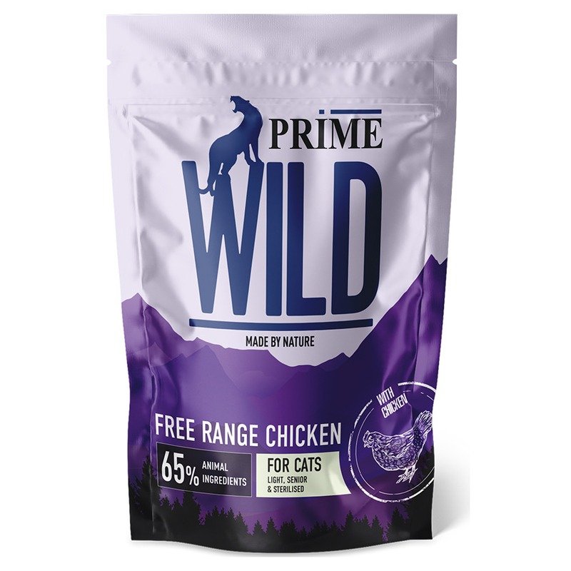 Prime Wild GF Free Range полнорационный сухой корм для стерилизованных котят и кошек, контроль веса, беззерновой, с курицей – 500 г