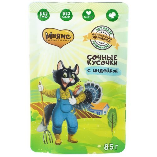 Корм Мнямс Фермерская ярмарка (консерв для кошек, с индейкой, 85 г x 24 шт