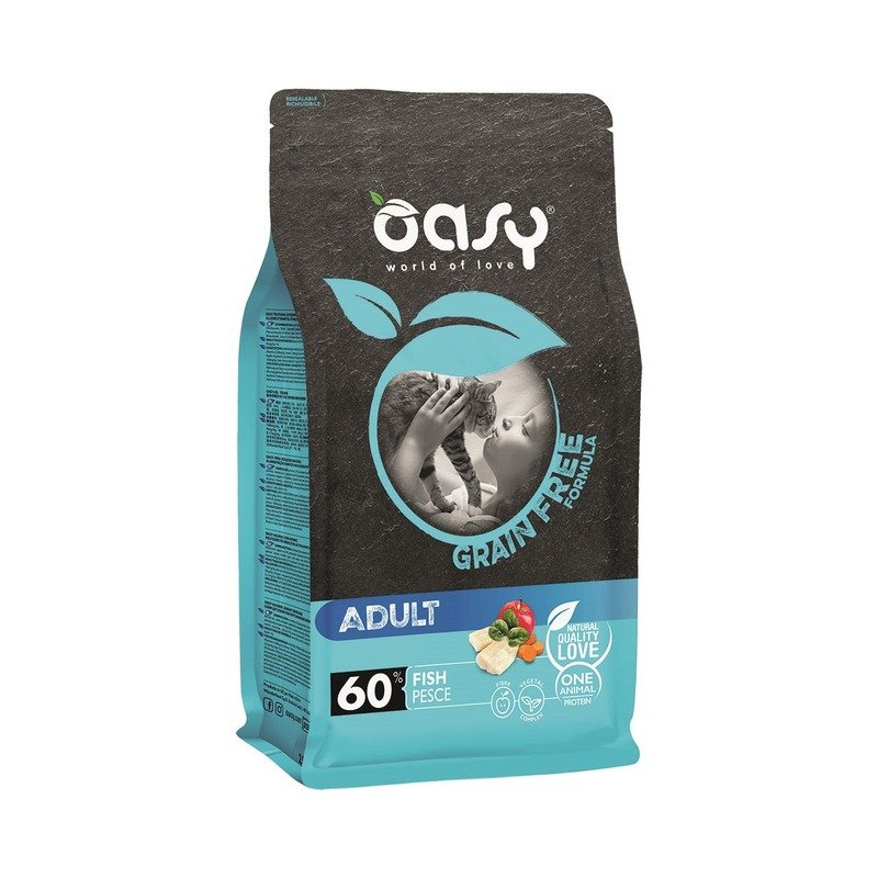 Oasy Dry Cat Grain Free Adult сухой корм для взрослых кошек беззерновой с рыбой – 300 г