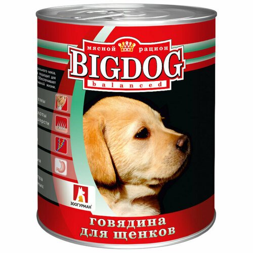 Влажный корм для собак зоогурман Big Dog Говядина 850 г, (1 шт) для щенков