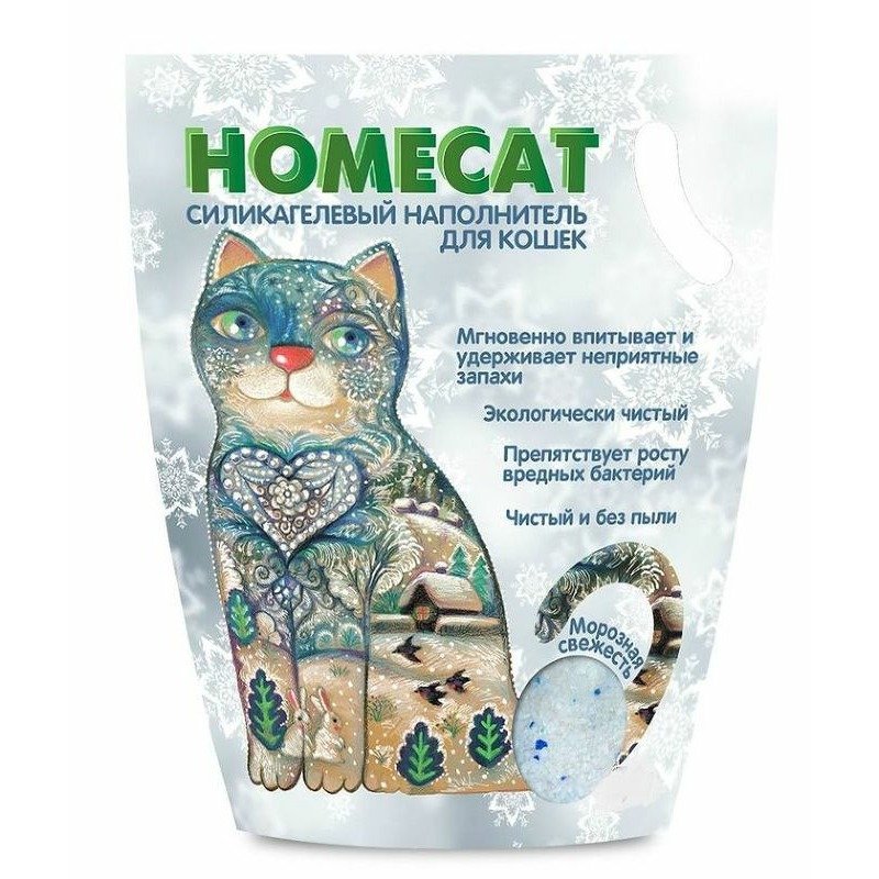 Homecat Морозная Свежесть силикагелевый наполнитель с ароматом морозной свежести – 12,5 л
