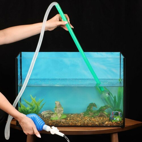 Сифон аквариумный “Пижон” улучшенный, с грушей, сеткой и регулятором потока воды, 2,1 м