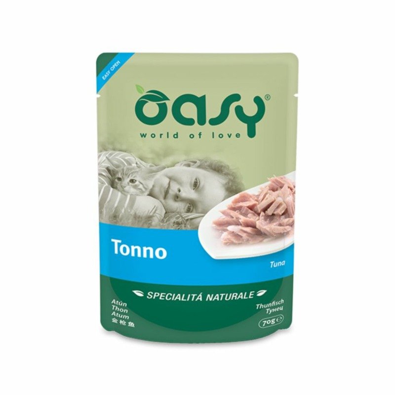 Oasy Wet Cat Specialita Naturali Tuna влажный корм для взрослых кошек, дополнительное питание с тунцом, в паучах – 70 г