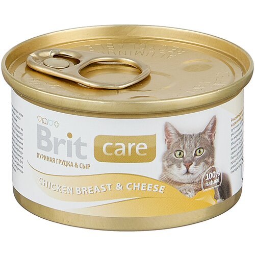 Влажный корм для кошек Brit Care, с курицей, с сыром 1 шт. х 80 г (мини-филе)