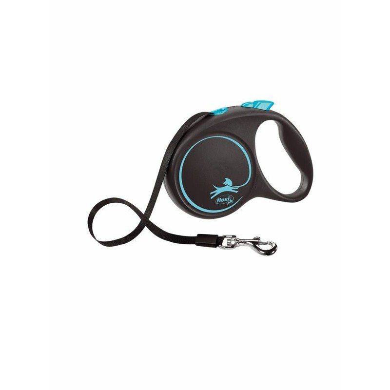 flexi Black Design tape L поводок-рулетка для собак, голубая 5 м, до 50 кг