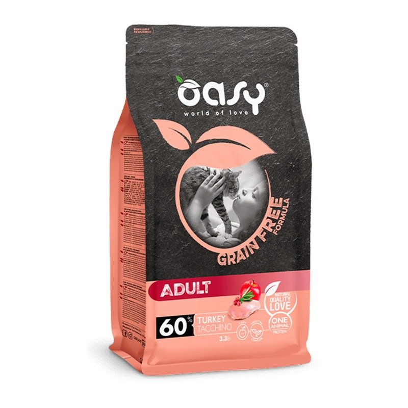 Oasy Dry Cat Grain Free Adult Turkey сухой корм для взрослых кошек беззерновой с индейкой – 300 г