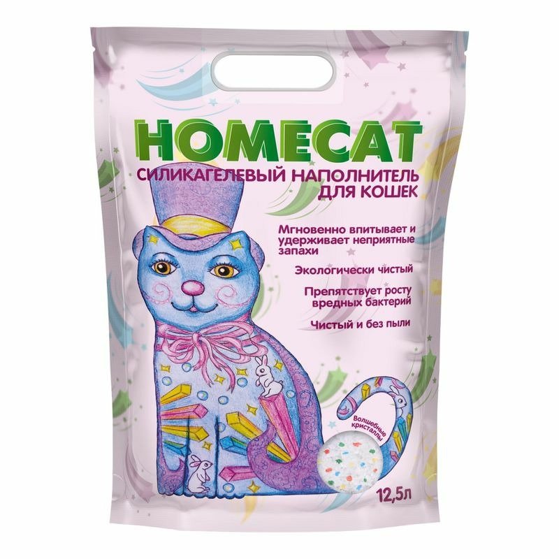Homecat Волшебные Кристаллы силикагелевый наполнитель – 12,5 л