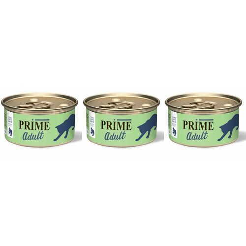 Prime Консервы для кошек тунец с кальмаром в собственном соку Adult 70 г , 3 шт
