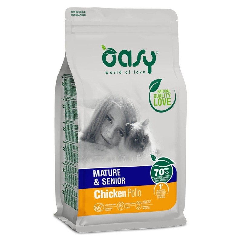 Oasy Dry Cat Mature and Senior сухой корм для пожилых кошек старше 7 лет с курицей – 300 г