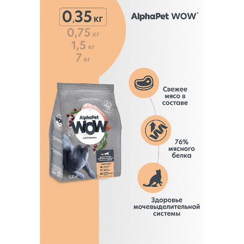 AlphaPet WOW сухой корм для стерилизованных кошек c Цыпленком 350г