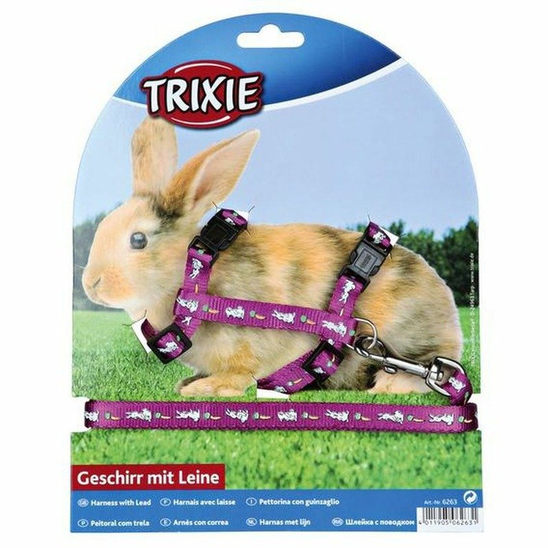 Шлейка Trixie для кролика с поводком 10 мм/1,20 м нейлоновая с рисунком 25 – 44 см