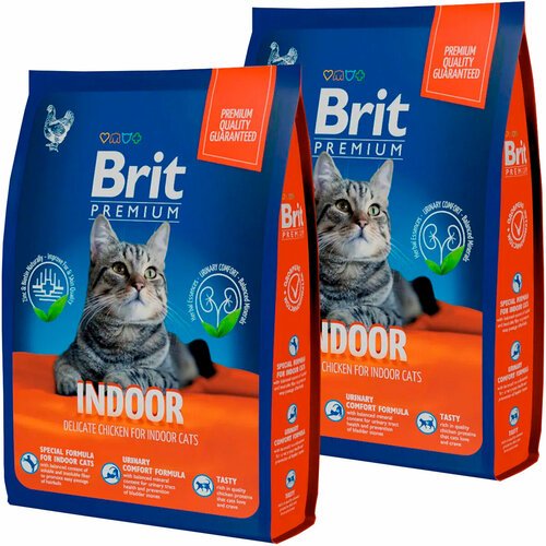 BRIT PREMIUM CAT INDOOR для взрослых кошек живущих дома с курицей (0,4 + 0,4 кг)